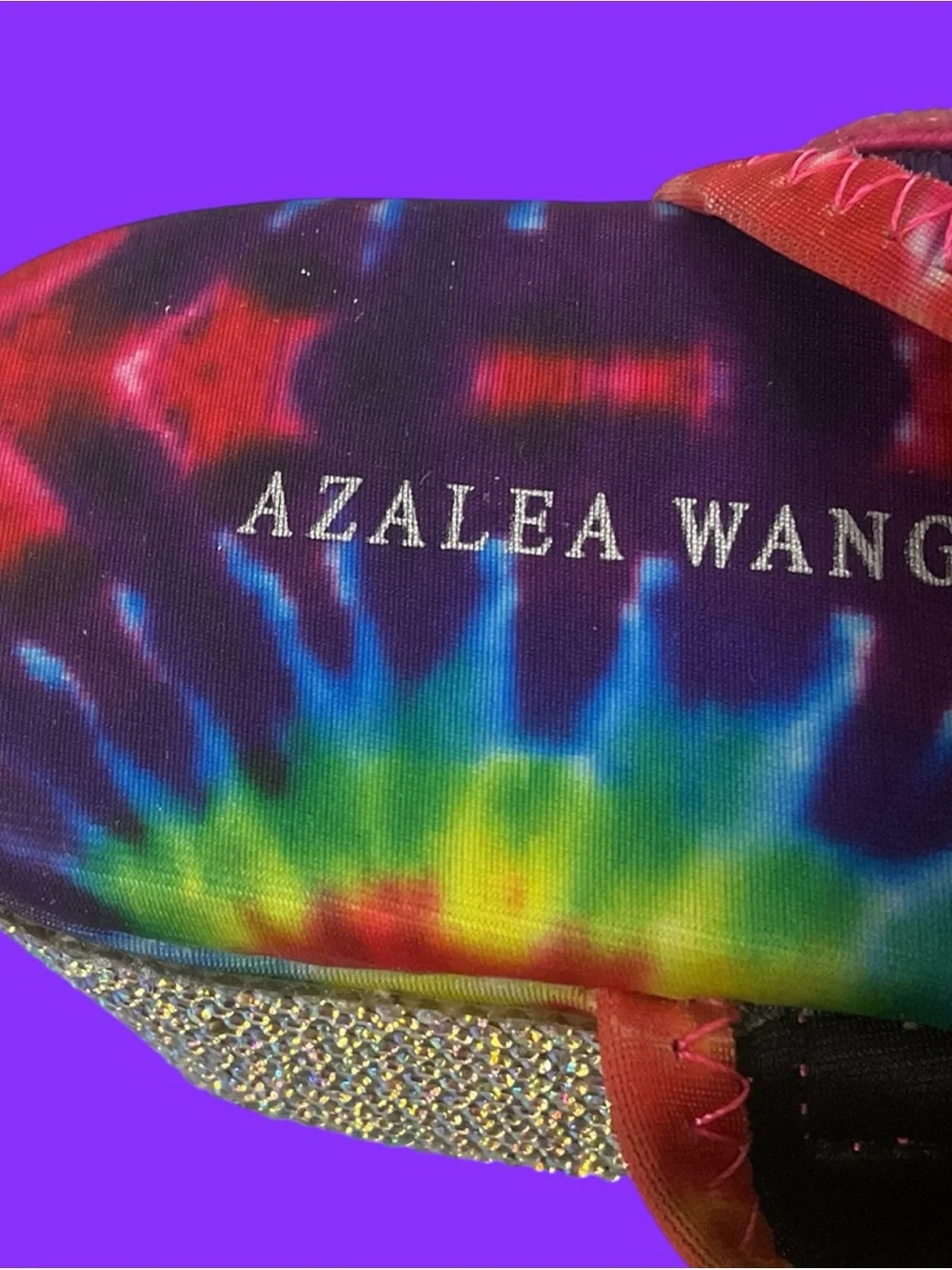 Azalea Wang Force Multicolor Tie-Dye Platform Sandals w/Rhinestone Straps Size 8
